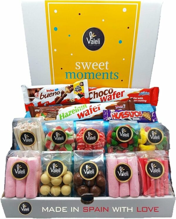 Cesta de dulces y chocolatinas